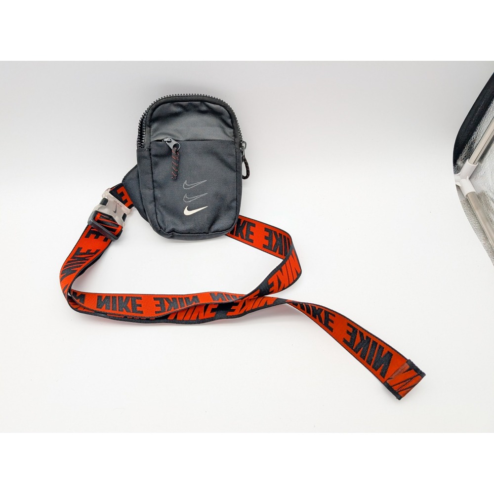 Nike Heritage Crossbody Sling Bag Unisex Small Black/Orange Mesh BA5871 010